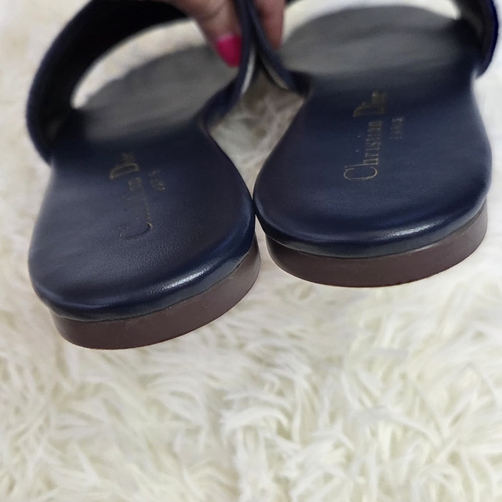 Dior Sandals With Navy Blue Fabric - Picture 5 of 11